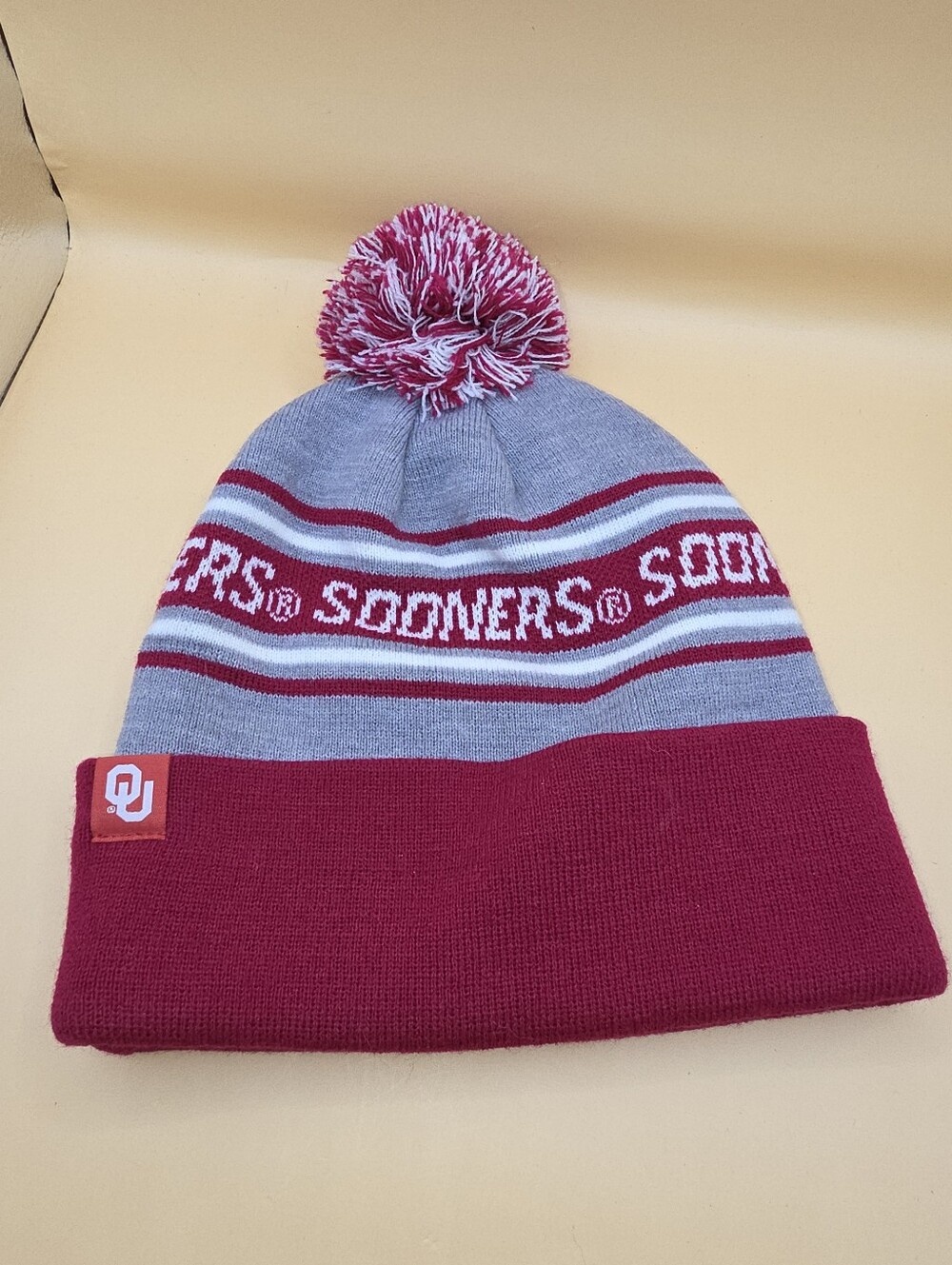Oklahoma Sooners Pom Beanie Hat Adult Top of the World
